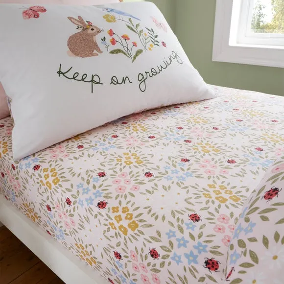 Garden Animals Fitted Sheet - Multicolor, Cotton