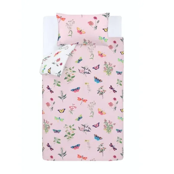 Reversible Duvet Cover Set - Pink, Polycotton