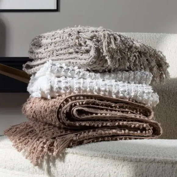 Boucle Throw Blanket - Fresh Plaster, Polycotton