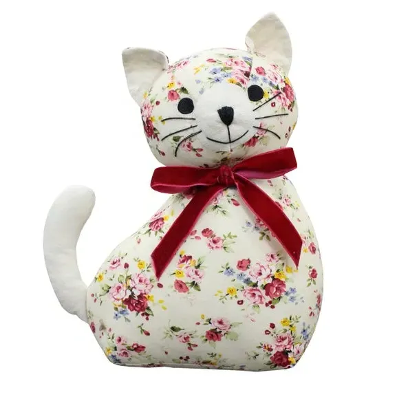 Cat Doorstop with Floral Pattern - Multicolor