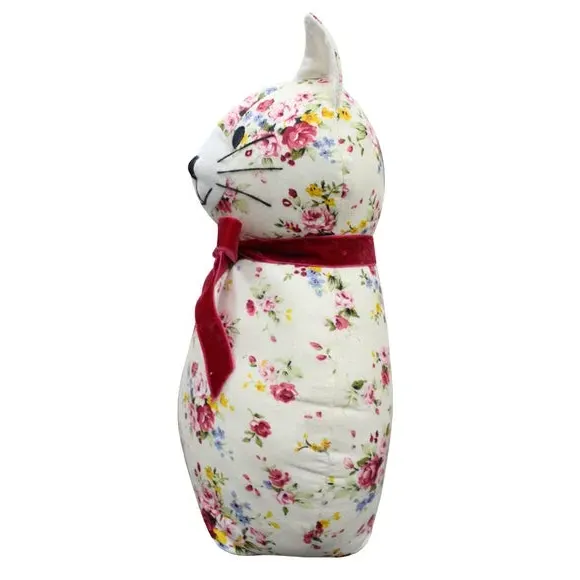 Cat Doorstop with Floral Pattern - Multicolor