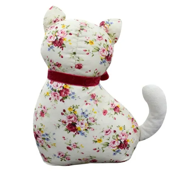 Cat Doorstop with Floral Pattern - Multicolor