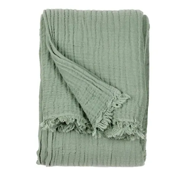 Cotton Throw Blanket - Eucalyptus, Muslin
