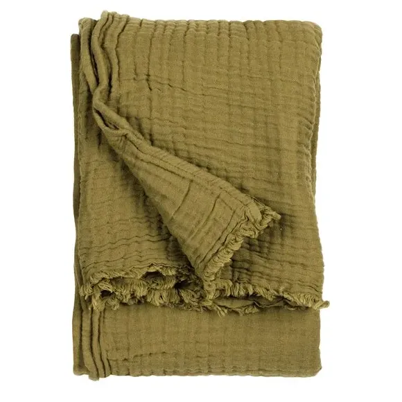 Cotton Throw Blanket - Khaki, Muslin