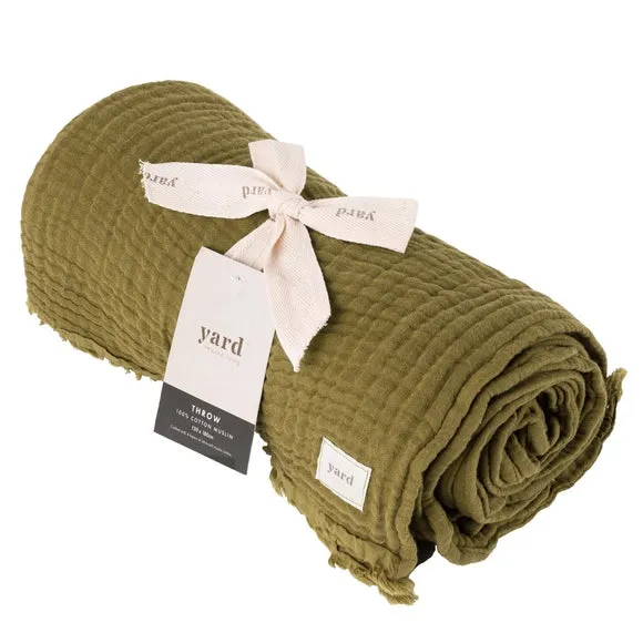 Cotton Throw Blanket - Khaki, Muslin