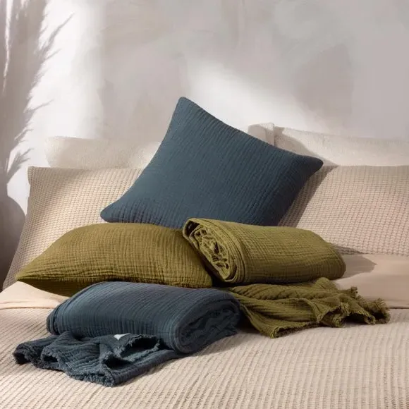 Cotton Throw Blanket - Khaki, Muslin
