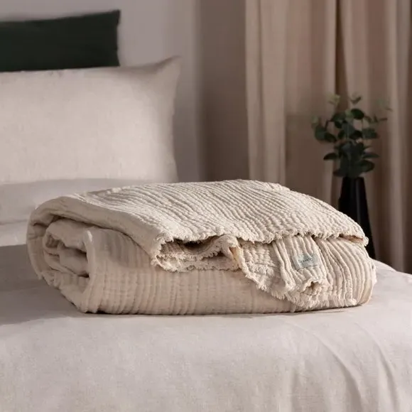 Cotton Throw Blanket - Natural, Muslin