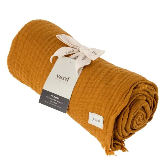 Cotton Throw Blanket - Orange, Muslin