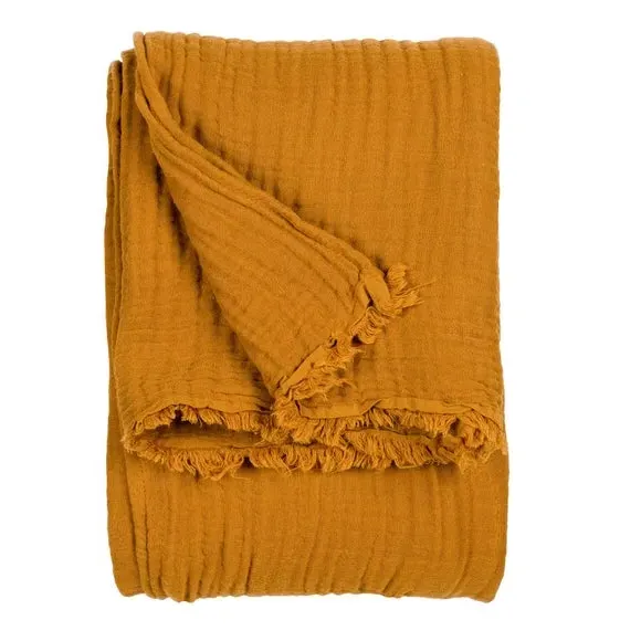Cotton Throw Blanket - Orange, Muslin