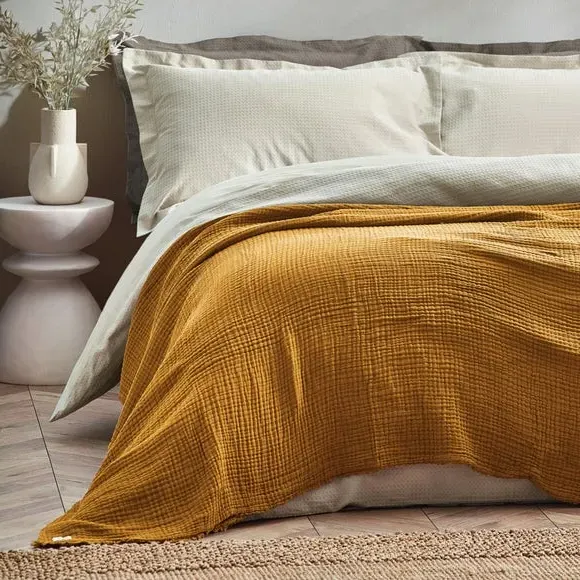 Cotton Throw Blanket - Orange, Muslin