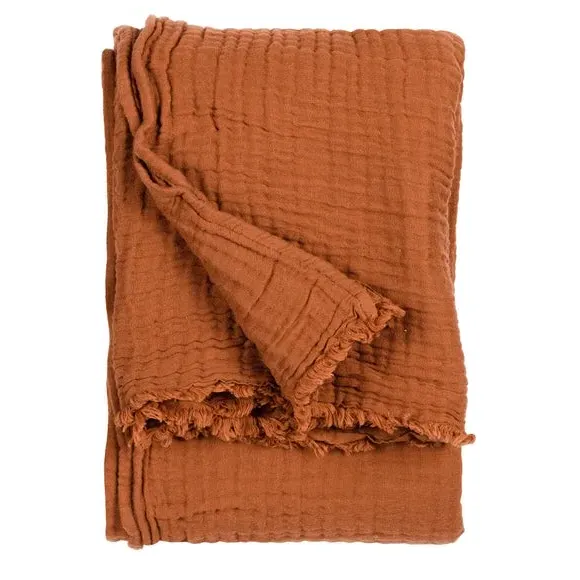 Cotton Throw Blanket - Pecan, Muslin