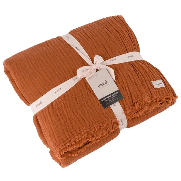 Cotton Throw Blanket - Pecan, Muslin