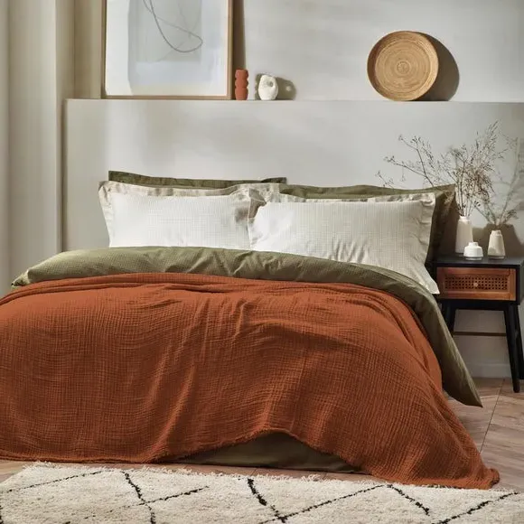 Cotton Throw Blanket - Pecan, Muslin