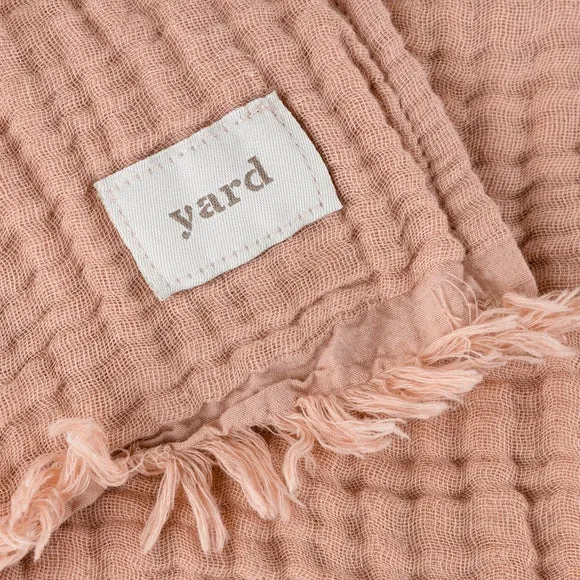 Cotton Throw Blanket - Pink Clay, Muslin