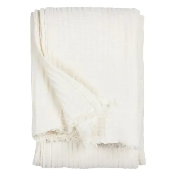 Cotton Throw Blanket - White, Muslin