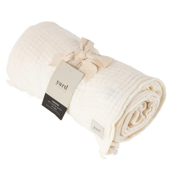 Cotton Throw Blanket - White, Muslin