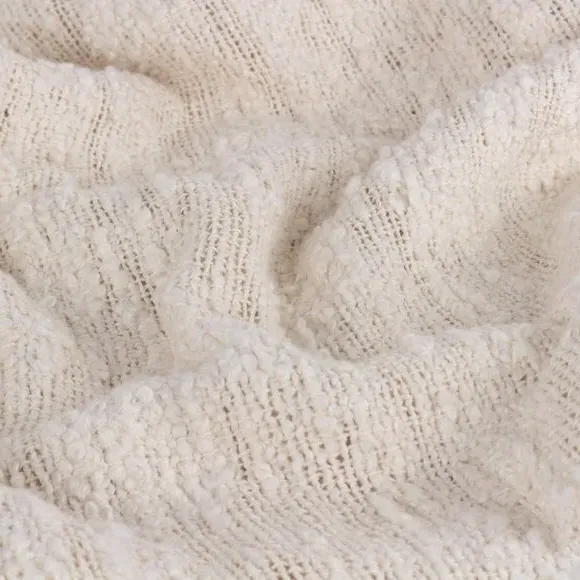 Cotton Throw Blanket with Tassels - Cream
