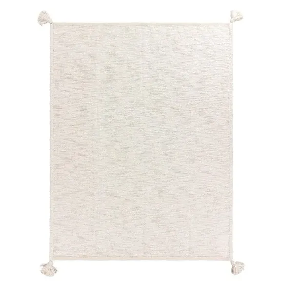 Cotton Throw Blanket with Tassels - Cream