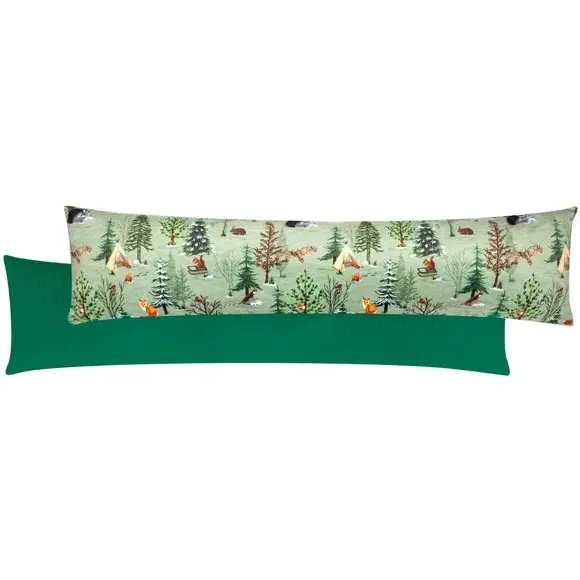 Draught Excluder with Animals - Green, Polyester