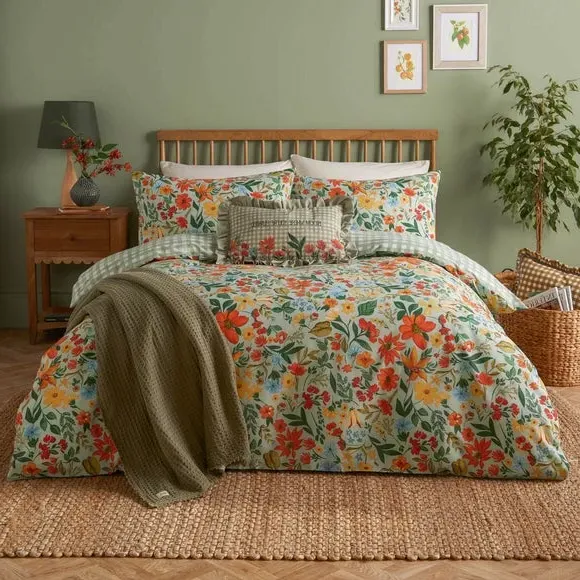 Duvet Cover & Pillowcase Set - Green, Polycotton image