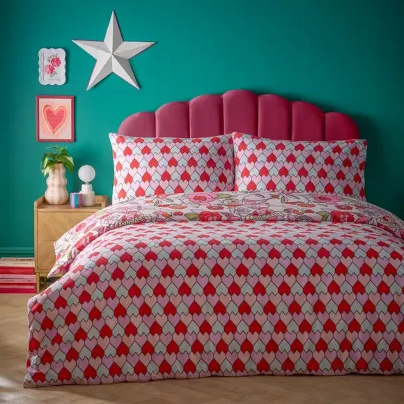 Duvet Cover Set with Pillowcase - Pink, Polycotton