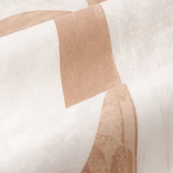 Eyelet Curtains with Abstract Design - Clay