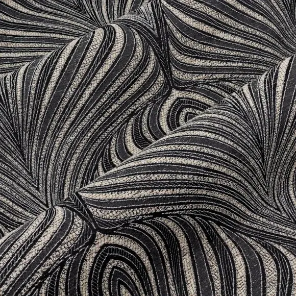 Eyelet Curtains with Art Nouveau Pattern - Black