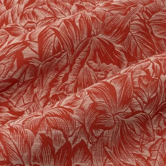Eyelet Curtains with Botanical Design - Brick