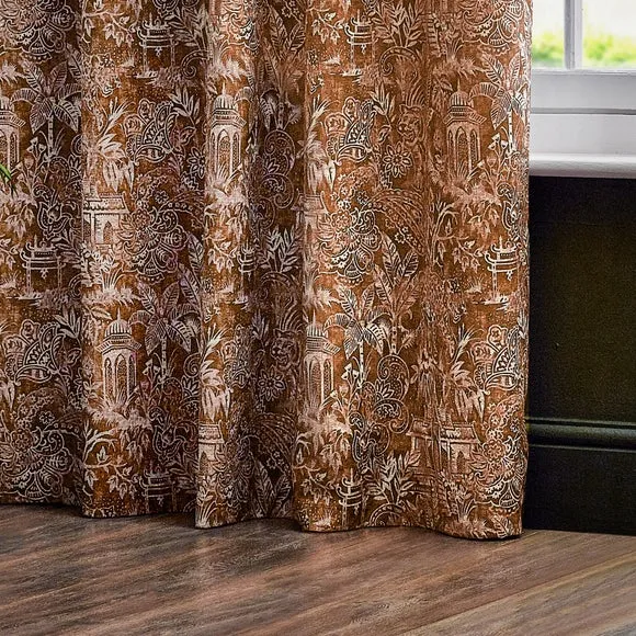 Eyelet Curtains with Tiger Print - Amber, Chenille