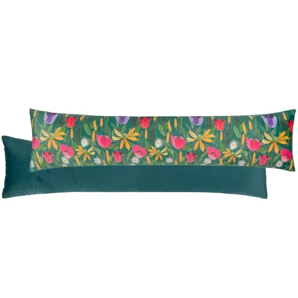 Floral Draught Excluder - Teal, Polyester