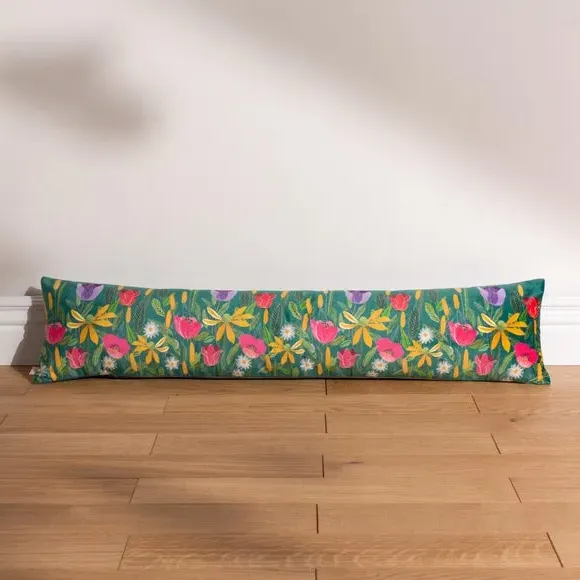 Floral Draught Excluder - Teal, Polyester image