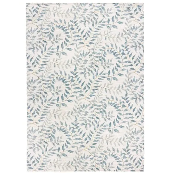 Indoor Outdoor Rug Leafy Design - Green, Polyester