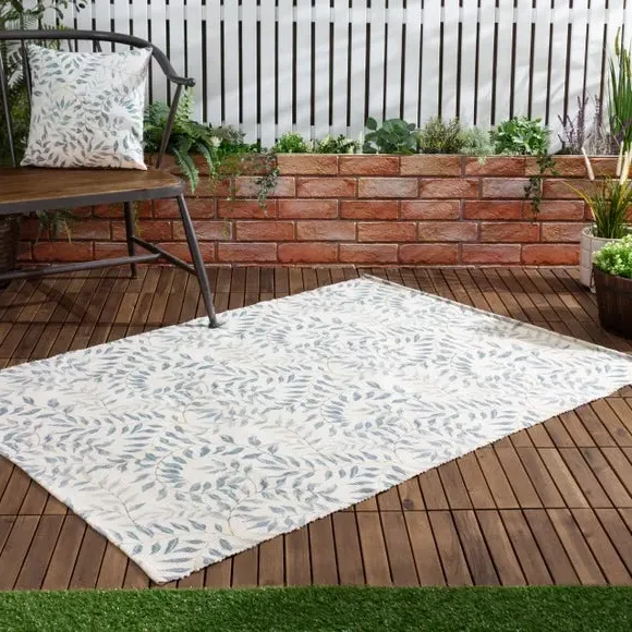 Indoor Outdoor Rug Leafy Design - Green, Polyester image