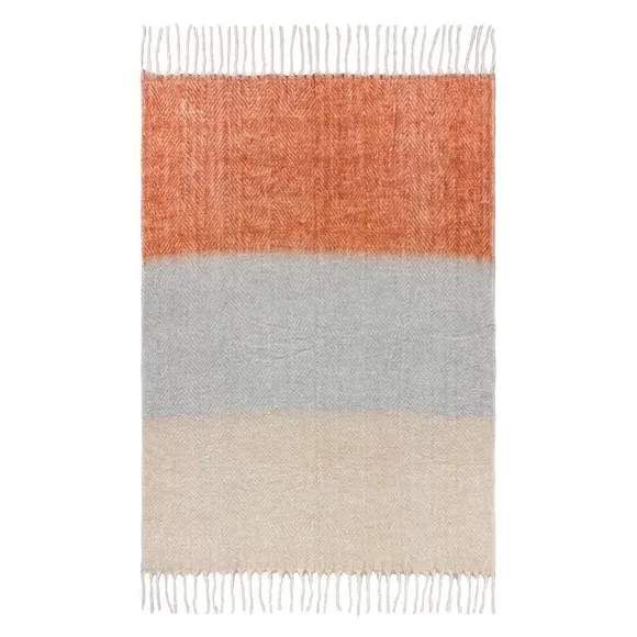 Ombre Throw Blanket Herringbone - Brick, Acrylic