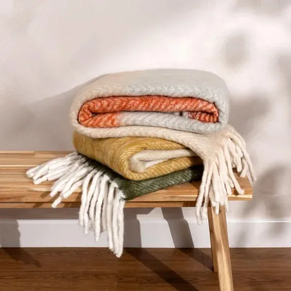 Ombre Throw Blanket Herringbone - Brick, Acrylic