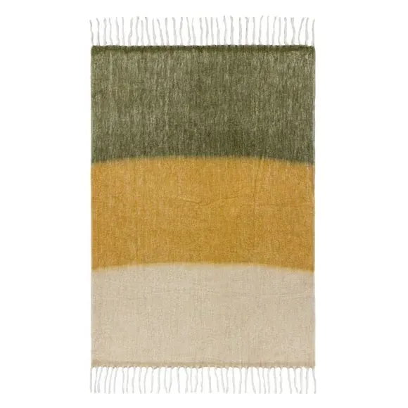 Ombre Throw Blanket Herringbone - Natural, Acrylic