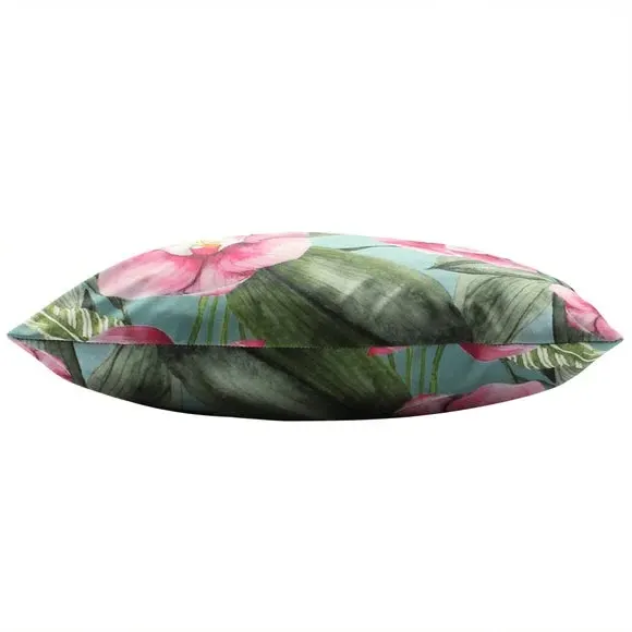 Outdoor Cushion Floral Design - Duck Egg, Polyester