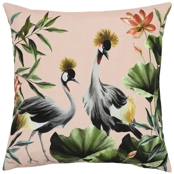Outdoor Cushion with Bird Print - Blush, Polyester