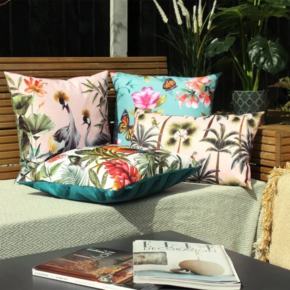 Outdoor Cushion with Palm Print - Blush, Polyester