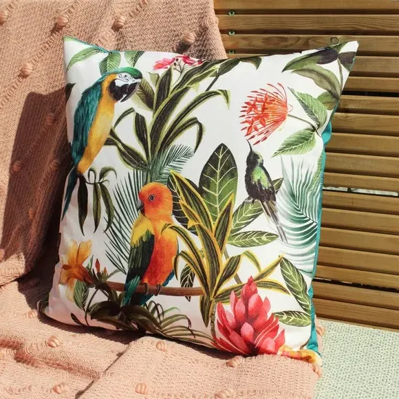 Outdoor Cushion with Parrot Print - Multicolor image