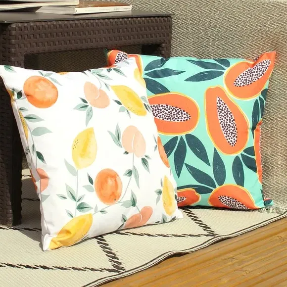 Outdoor Cushion with Zip Closure - Aqua, Polyester