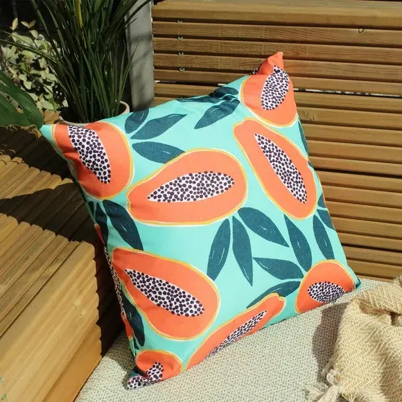 Outdoor Cushion with Zip Closure - Aqua, Polyester image