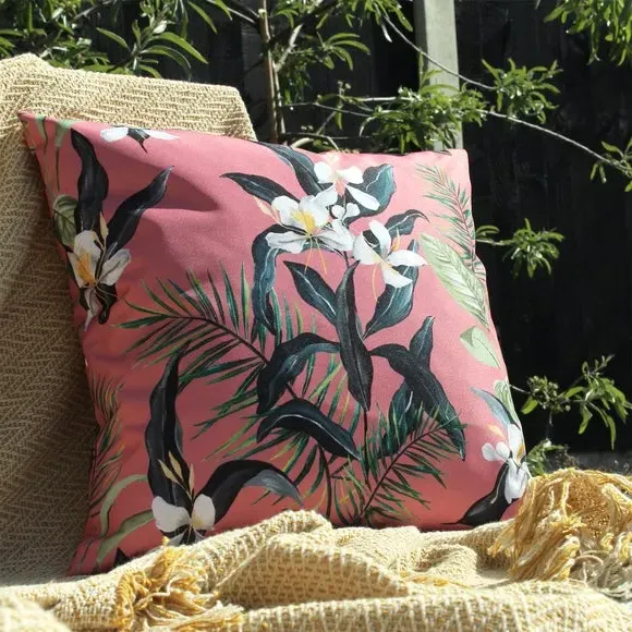 Outdoor Cushion with Zip Closure - Pink, Polyester image