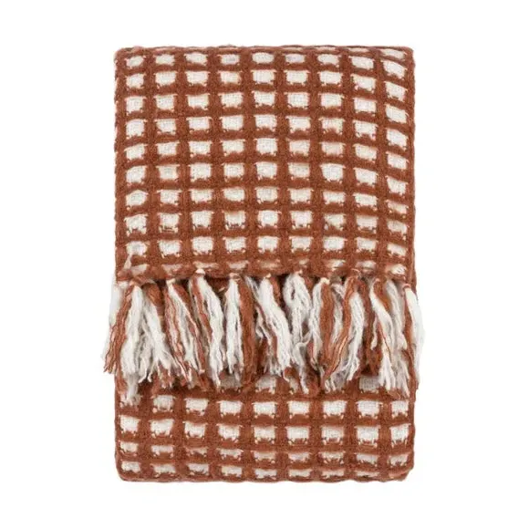 Oversized Throw Blanket Waffle Texture - Brick