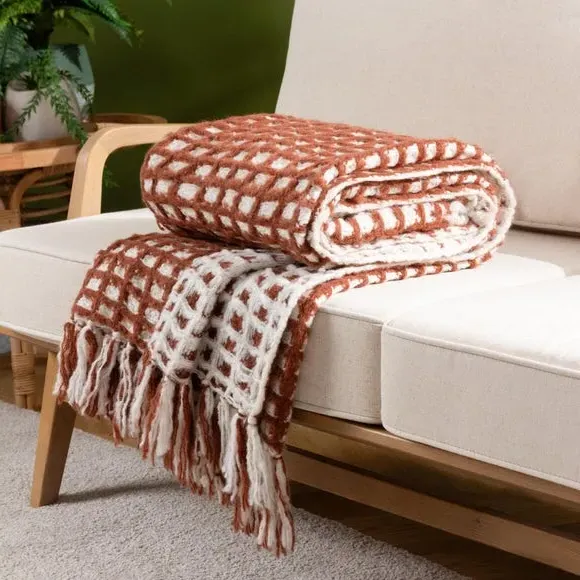 Oversized Throw Blanket Waffle Texture - Brick image