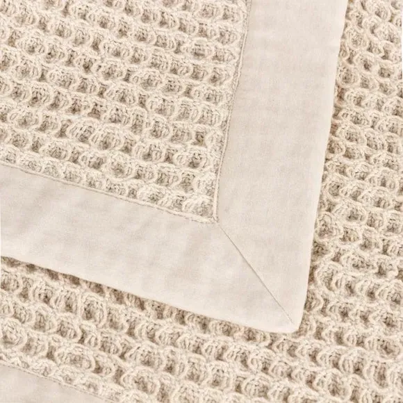 Oversized Throw Blanket Waffle Texture - Natural, Cotton