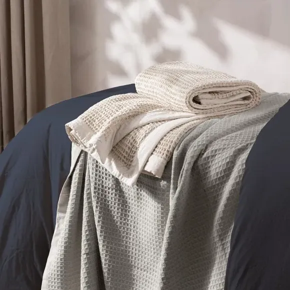 Oversized Throw Blanket Waffle Texture - Taupe, Cotton
