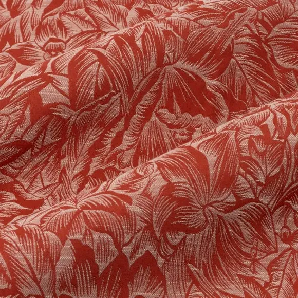 Pencil Pleat Curtains with Botanical Design - Brick