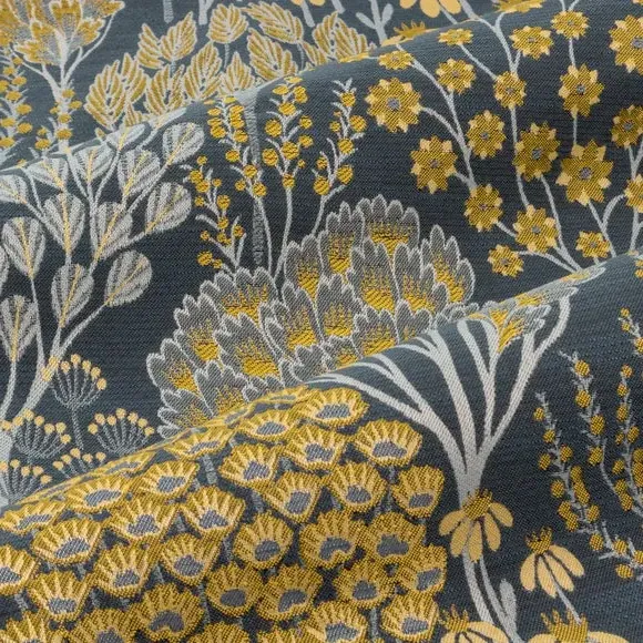 Pencil Pleat Curtains with Tiebacks - Blue, Polyester