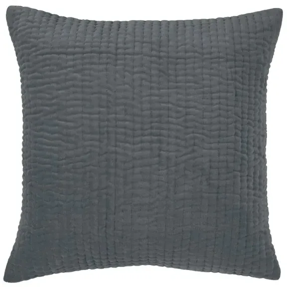 Quilted Cushion with Velvet Texture - Blue, Cotton